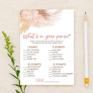 Boho Pink Floral Was ist in Purse Baby Shower Game Briefpapier