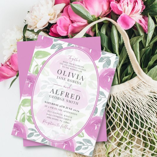 Boho Pink Floral Wasserfarbenhochzeit