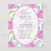 Boho Pink Floral Wasserfarbenhochzeit (Vorderseite)