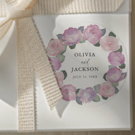 Boho Pink Floral Watercolor Wedding Runder Aufkleber