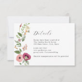 Boho Pink Floral Wedding Details Card Einladung (Vorderseite)