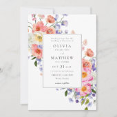 Boho Pink Floral Wedding Einladung (Vorderseite)