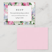Boho pink Floral Wedding RSVP Online Website Visitenkarte (Vorne/Hinten)