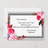 Boho Pink Floral werden Sie meine Trauzeugin sein Einladung (Rückseite)