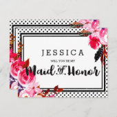 Boho Pink Floral werden Sie meine Trauzeugin sein Einladung (Vorne/Hinten)