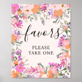 Boho Pink Floral Wildblumen Favoriten Brautparty Poster (Vorne)