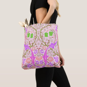 Boho Pink Floral Wilhelm Morris Kunst, Dichtung un Tasche