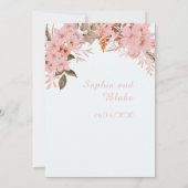 Boho Pink Floral Winter Light Blue Wedding Einladung (Rückseite)