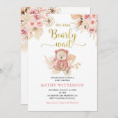 Boho Pink Floral Wir können frühes Abwarten Baby D Einladung (Vorne/Hinten)