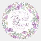 Boho Pink Floral Wreath Bridal Shower Runder Aufkleber (Vorderseite)