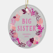 Boho Pink Floral Wreath Personalisiert Big Sister Keramik Ornament (Links)