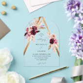 Boho Pink Frame Pampas Grass Floral Wedding Arch Acryleinladungen (Insitu (Hochzeit))