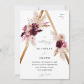 Boho Pink Frame Pampas Grass Floral Wedding Einladung (Vorderseite)