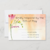 Boho Pink Freesia Sunset Response RSVP Karte (Vorderseite)