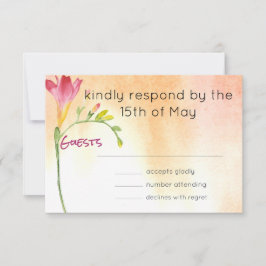Boho Pink Freesia Sunset Response RSVP Karte