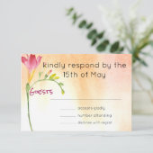 Boho Pink Freesia Sunset Response RSVP Karte (Stehend Vorderseite)
