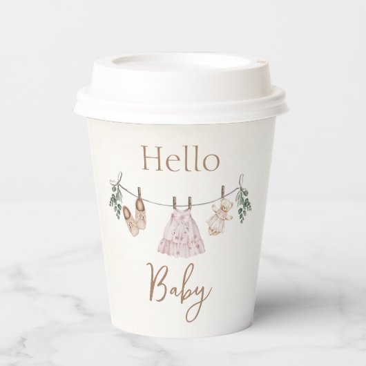 Boho pink Girl Baby Clothes Pappbecher (Vorderseite)