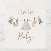 Boho pink Girl Baby Clothes Weinetikett (Einzelnes Label)