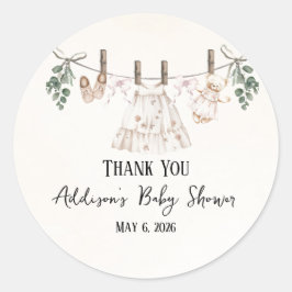 Boho Pink Girl Baby Kleidung Kinderdusche Runder Aufkleber