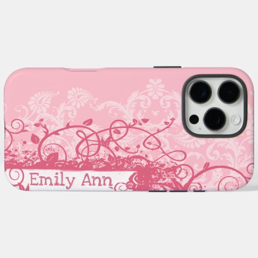 Boho Pink Girly Girl Swirl Grunge Case-Mate iPhone Hülle (Rückseite (Horizontal))