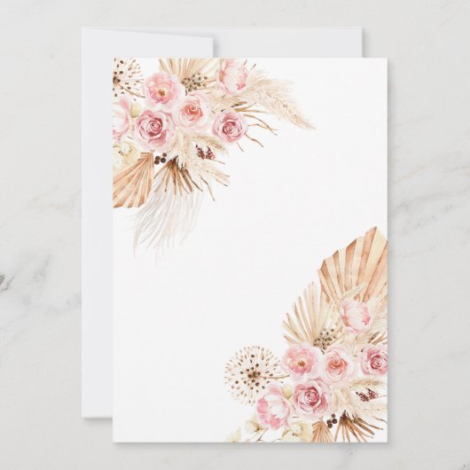 Boho Pink Gold April Duwers Baby Dusche Einladung (Rückseite)