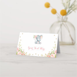 Boho Pink Gold Floral Elephant Baby Dusche Dekorat Platzkarte