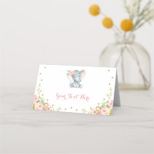 Boho Pink Gold Floral Elephant Baby Dusche Dekorat Platzkarte