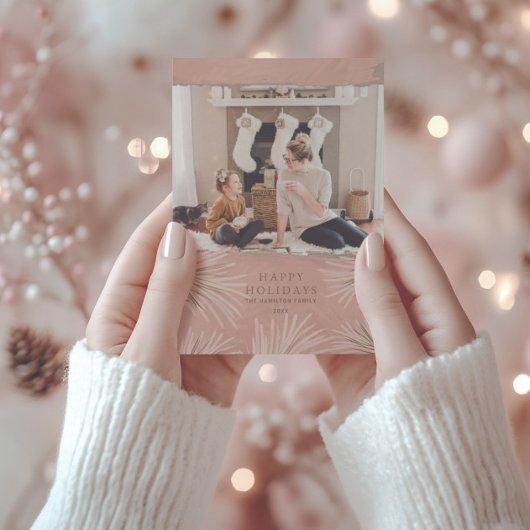 Boho Pink & Gold Foliage & Foto Weihnachten