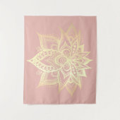 Boho Pink Gold Lotus Blume Mandala Wandteppich (Vorderseite)