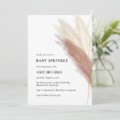 Boho Pink Gold Pampas Grass Baby Sprinkle Einladung (Stehend Vorderseite)