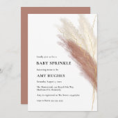 Boho Pink Gold Pampas Grass Baby Sprinkle Einladung (Vorne/Hinten)