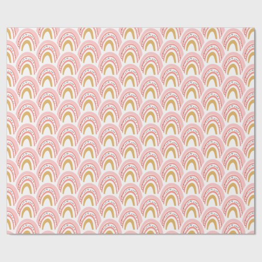 Boho Pink Gold Rainbow Modernes Muster Geschenkpapier (Flach)