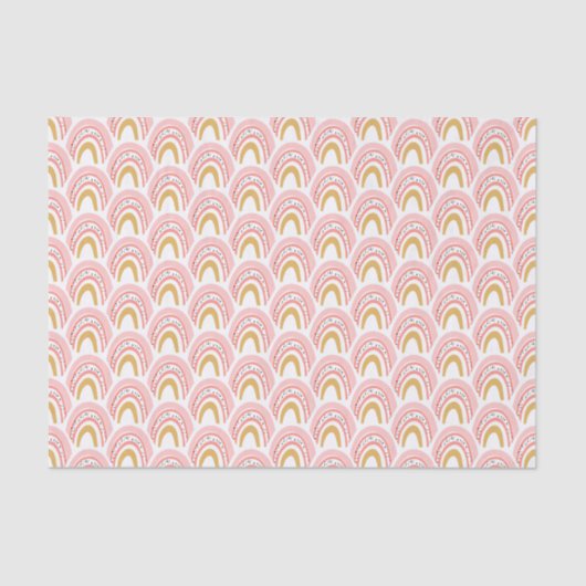 Boho Pink Gold Rainbow Modernes Muster Seidenpapier (Vorderseite)