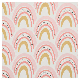 Boho Pink Gold Rainbow Pattern Stoff