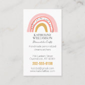 Boho Pink Gold Rainbow Visitenkarte (Rückseite)