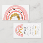 Boho Pink Gold Rainbow Visitenkarte (Vorne/Hinten)