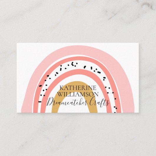 Boho Pink Gold Rainbow Visitenkarte (Vorderseite)