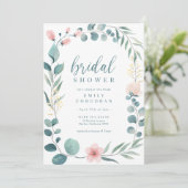 Boho Pink Green Blumengarten Brautparty Einladung (Stehend Vorderseite)