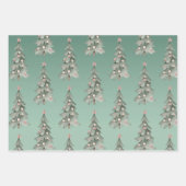 Boho Pink Green Christmas Deer Trees Geschenkpapier Set (Vorderseite 3)