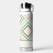 Boho Pink Green Gold Geometrie Wasserflasche Trinkflasche (Hinten)