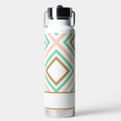 Boho Pink Green Gold Geometrie Wasserflasche Trinkflasche (Vorderseite)