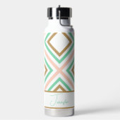 Boho Pink Green Gold Geometrie Wasserflasche Trinkflasche (Links)