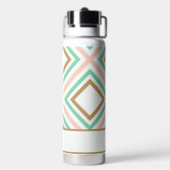 Boho Pink Green Gold Geometrie Wasserflasche Trinkflasche (Hinten)