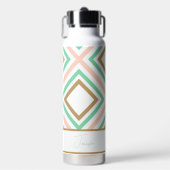 Boho Pink Green Gold Geometrie Wasserflasche Trinkflasche (Vorderseite)