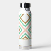 Boho Pink Green Gold Geometrie Wasserflasche Trinkflasche (Links)
