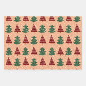 Boho Pink Green Red White Christmas Trees Urlaub Geschenkpapier Set (Vorderseite 2)