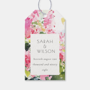 Boho Pink Green Tropical Bougainvillea Wedding Geschenkanhänger