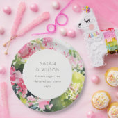 Boho Pink Green Tropical Bougainvillea Wedding Pappteller (Party)