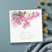 Boho Pink Green Tropical Bougainvillea Wedding Serviette