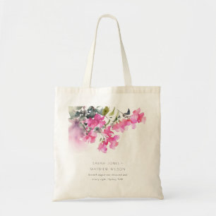 Boho Pink Green Tropical Bougainvillea Wedding Tragetasche